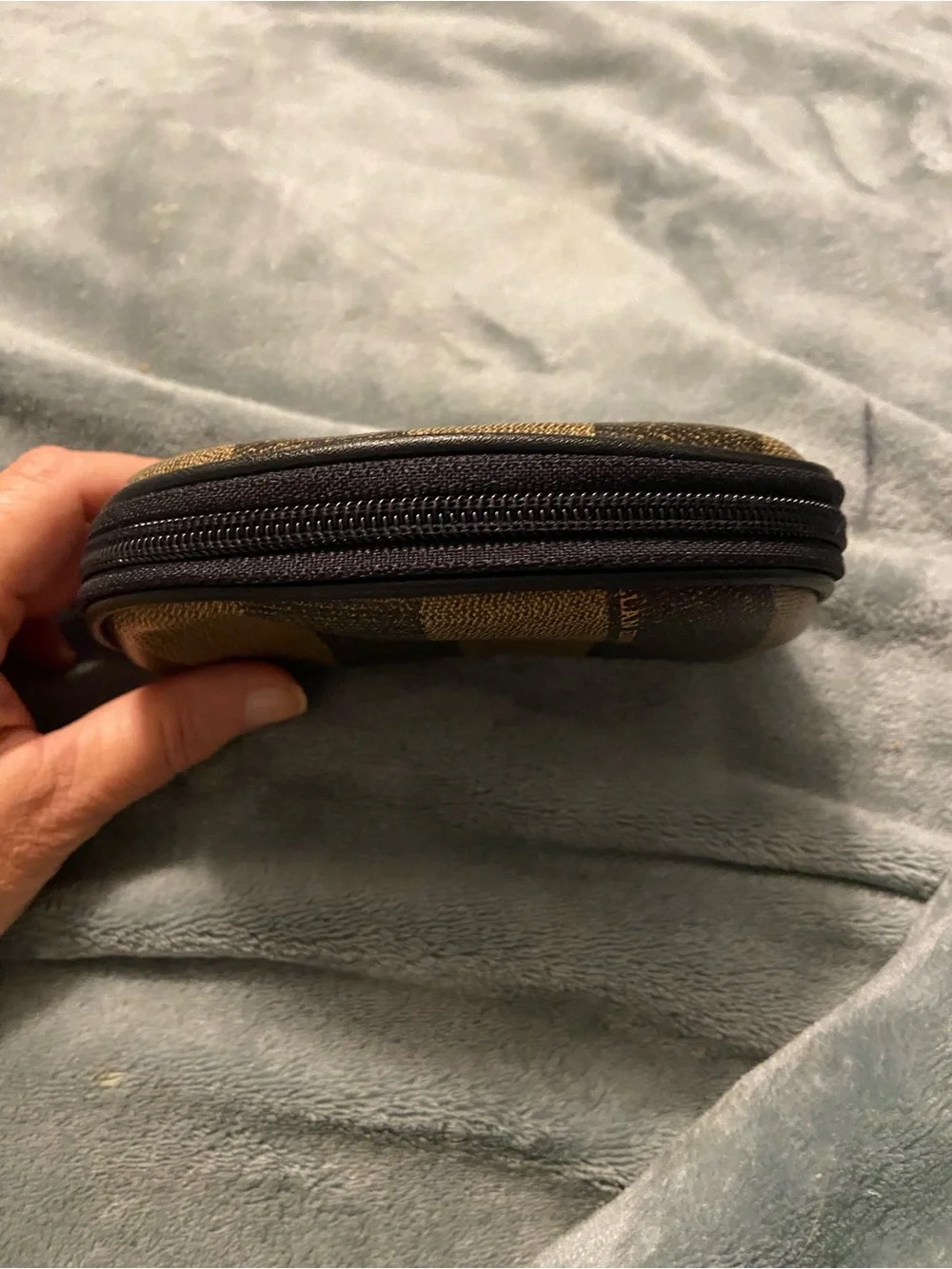 Allan Edward Striped Brown Cosmetic Pouch Makeup Organizer bag